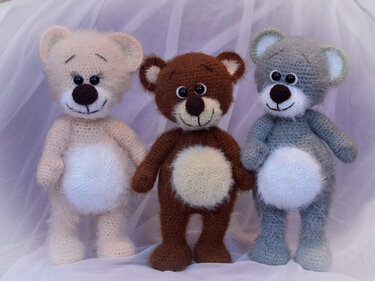 Teddy Bär Chocolate mit seinen Freunden 30 cm groß Teddybär zu Muttertag - Häkeln