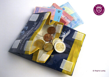 Geldbörse aus Kaffeepackung, ohne nähen, Geldbeutel, Geldtasche, Portemonnaie, Upcycling, Recycling - Basteln