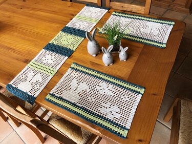 Häkeln / Set / Tischband + Platzdeckchen / Ostern