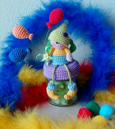 Häkelanleitung das Glückwunsch Wichtelchen / Dekobezug für Bonbonglas/ Deckelbezug für Marmeladenglas