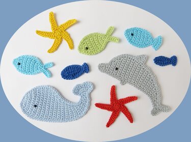 Häkelanleitung für Applikationen Meerestiere