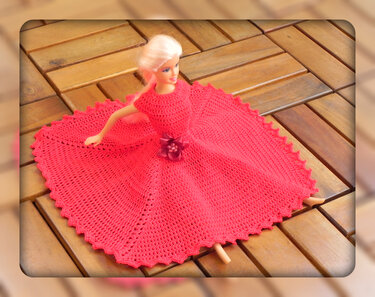 Crochet pattern for 12-inch doll romantic dress in red