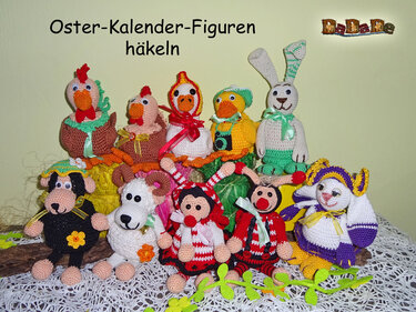 Gehäkelte Amigurumi: Hasen, Küken, Hühner, Schafe und Marienkäfer