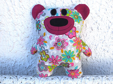 Teddy Bär Kuscheltier Kissen Bärbel Freebie Schnittmuster Teddybär 36x38cm - Nähen
