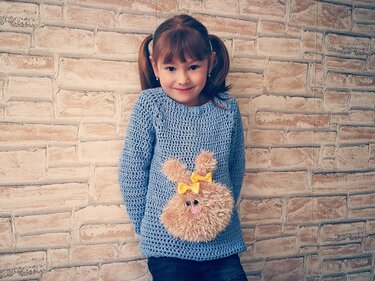 Basic Pullover für Groß und Klein + Applikation Häschen - Bild 2