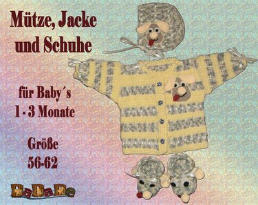 Baby Mütze, Jacke & Schuhe Hund, Größe 56-62, gehäkelt - Bild 2