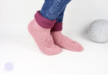 Haussocken mit dem Herz (Gr. 34-43) - Häkeln