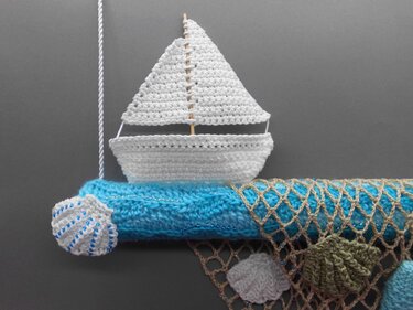 Häkel Hänge-Deko Meer für Tür oder Wand- einfach aus Wollresten - Häkeln