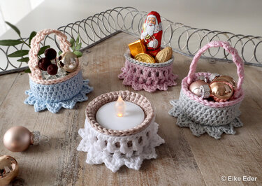 Little Star Baskets – LED Tea Light Holder, Gift Basket, Home Decoration - Crochet