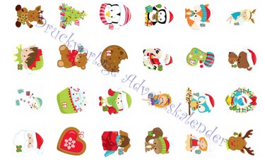 Druckvorlage Sticker Adventskalender Zahlen Aufkleber - Basteln