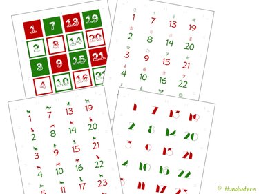 24 Stickers for advent calendars in 4 designs - Crafts