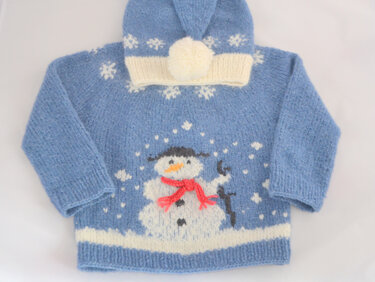 Strickanleitung Kinderpulli * Schneemann * für 2 - ¾ - ⅚ Jahre