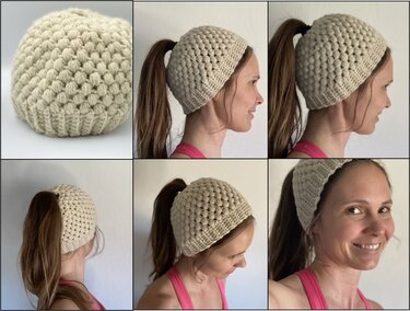 Crochet pattern Beanie for ponytails