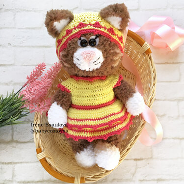 Crochet Amigurumi pattern Cat Kitty Lily in outfit