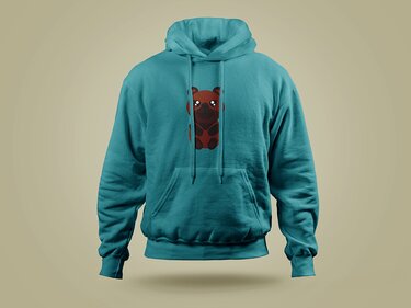 Türkisfarbener Hoodie mit mittigem, schlichtem Teddybär-Plottmotiv