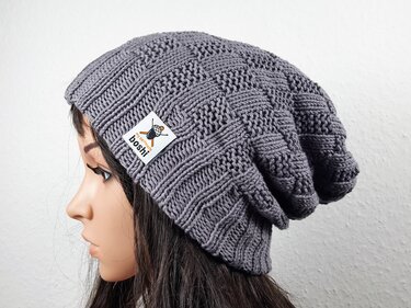 89 Strickanleitung Beanie Longbeanie 2 Anleitungen Winterbeanie und Herbstbeanie titangrau unisex