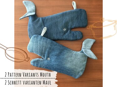 Oven glove, Whale "FINN" pattern + photo tutorial - Sewing