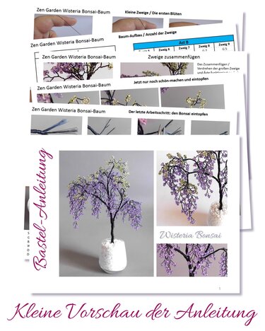 Wisteria bonsai tree - made of pearls and wire - and love - Crafts