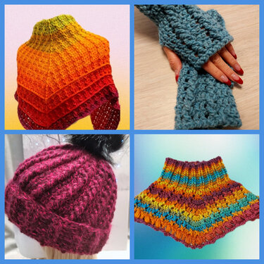 4er Anleitungsset: Kasunga-M&uuml;tze Kasungi-Tuch Kasungo-Stulpen Kasungu-Kragen - Häkeln