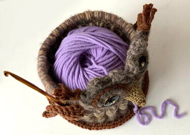 Garnschale  oder  Blumenübertopf  "EULE" - Häkeln