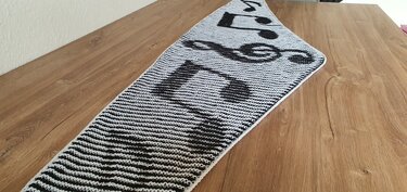 Musiknoten, flaches Tuch, Schattenstricken, Illusionsstricken, Motivtuch