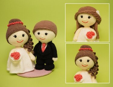 Häkelanleitung Brautpaar Braut Bräutigam Wellenkleid amigurumi 