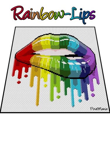 RAINBOW LIPS - pattern for c2c crochet blanket