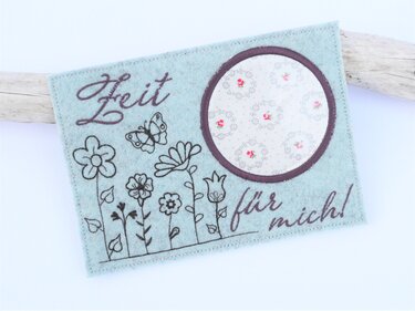 Stickdatei Mugrug ITH Blumen Blumenwiese Zeit für mich - Sticken