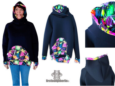 Vokuhila Sweater & Hoodie Top Shirt Einzelrößen Gr. 34-56 mit Kapuze Kragen - Nähen