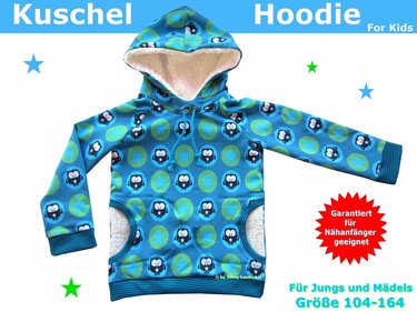 Kuschelhoodie für Kinder, Hoodie - Schnittmuster & Anleitung - Nähen