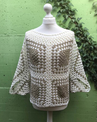 sehr luftiger Sommerpulli "ULLI" für große Größen - Häkeln