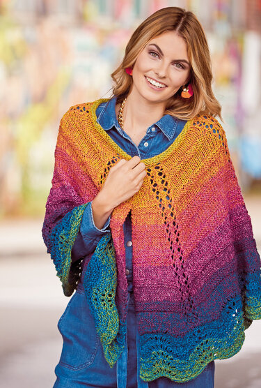 Strickanleitung: Halbrundes Schultertuch mit Farbverlaufsgarn - Bild 2