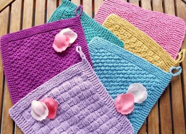Spültücher und Waschlappen verschiedene Muster - einfache Strickanleitung