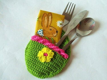 Häkelanleitung Bestecktasche Osterei