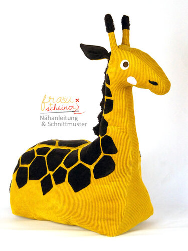 Nähanleitung Giraffe Gisela, Großes Kuscheltier und Reittier für's Kinderzimmer, Schnittmuster/Ebook