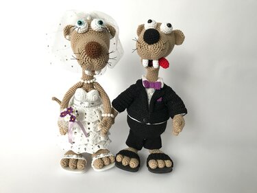 Häkelprojekt: Braut und Bräutigam Amigurumi mit Schleier und Anzug