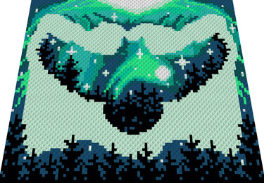 OWL SILHOUETTE green - pattern for c2c crochet blanket