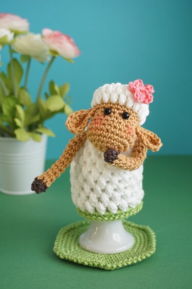 Häkelanleitung Eierwärmer Schafe mit Herz - PDF Datei