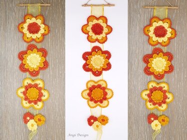 Deko Blüten Wandbehang - Häkeln