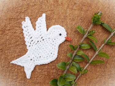 Häkelanleitung Applikation Taube, Friedenstaube, Hochzeitstaube, Hl.Geist - Häkeln