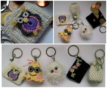 Schlüsselanhänger mit Münztasche - Häkeln