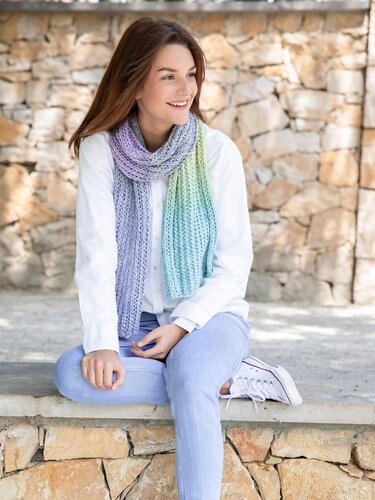 Anleitung leichter pastelfarbener Schal im Netzmuster - Stricken