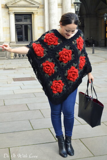 Rosen Granny Poncho H&auml;kelanleitung E-Book - Häkeln