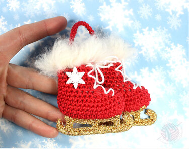 Anhänger "Schlittschuh & Inliner" (Deko), ca. 7 cm - Häkeln