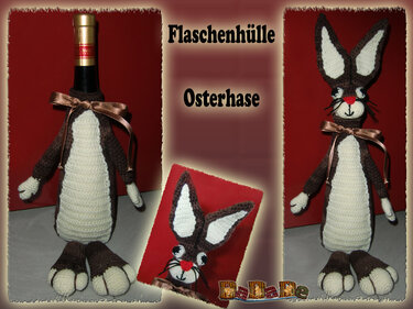 Geschenkverpackung Flaschenhülle - Geschenktasche Hase, eine Häkelanleitung von DaDaDe