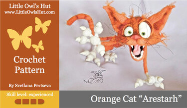 094 Crochet Pattern - Orange Cat Arestarh with wire frame - Amigurumi PDF file by Pertseva CP