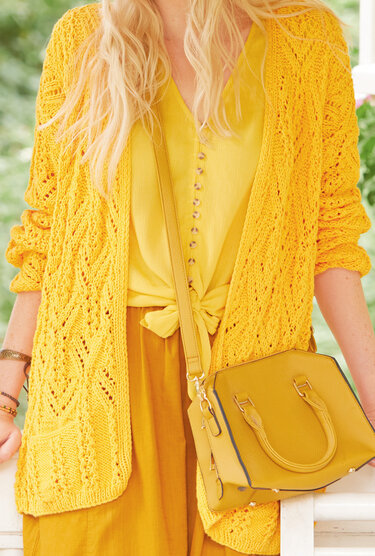 Strickanleitung: Lange Jacke mit Ajour-Rautenmuster