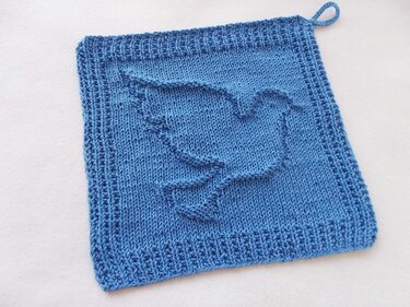 Waschlappen - Spültuch - Topflappen "Friedenstaube" - Stricken