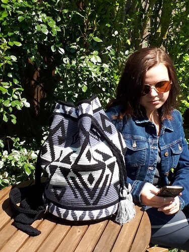 Unisex Rucksack, mit Tapestry gehäkelt, Bocca Grande XL - Häkeln