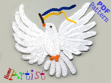 Dove Peace crochet applique pattern